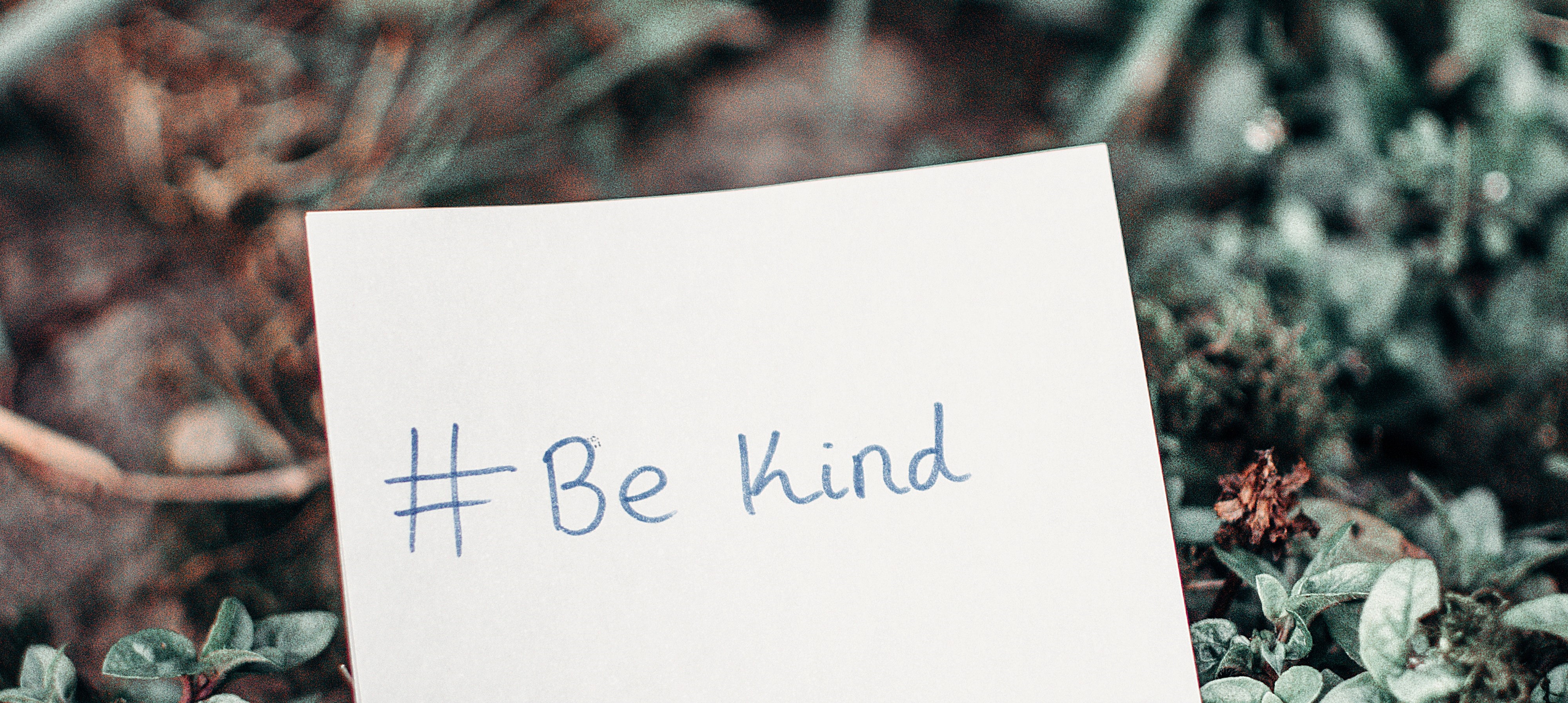 #BeKind in a nature background for mental health awareness